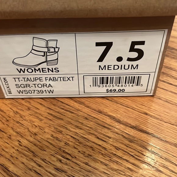 Sugar Ankle Boots in Taupe with Animal Skin Print Straps Size 7.5 - Picture 9 of 9